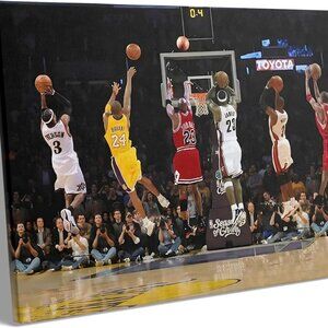 Basketball Legends Canvas Wall Art Print Poster, 14"x11"